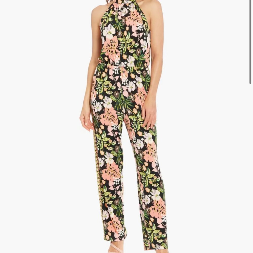 London Times Floral Print Jumpsuit
